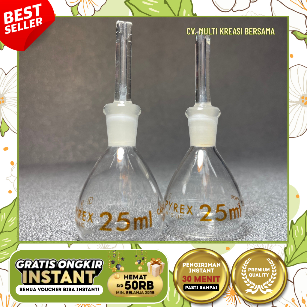 Jual PIKNOMETER 25 ML PYREX / PYCNOMETER 25 ML / ALAT UKUR MASSA JENIS ...