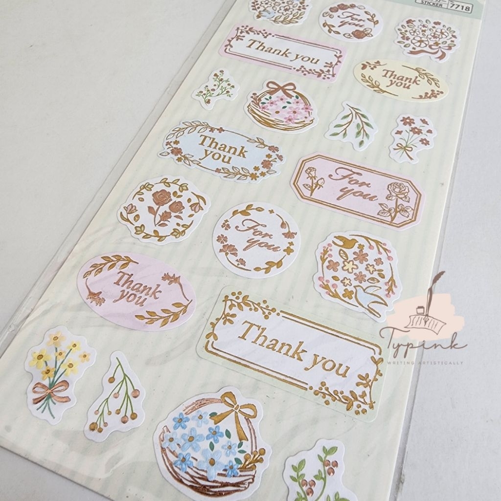 Jual NOBLE COLLECTION BOTANICAL MESSAGES EMBOSSED THANK YOU STICKERS ...