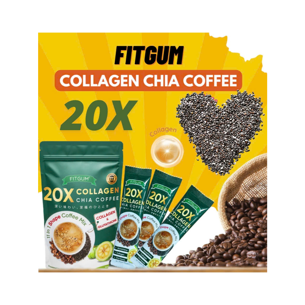 Fitgum chia coffee 3 個セット FITGUM Collagen Chia Coffee Mix - 10