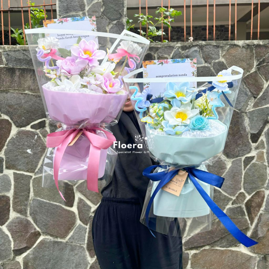 Jual (Ready) Buket Bunga palsu korean wrinkled untuk wisuda sempro ...
