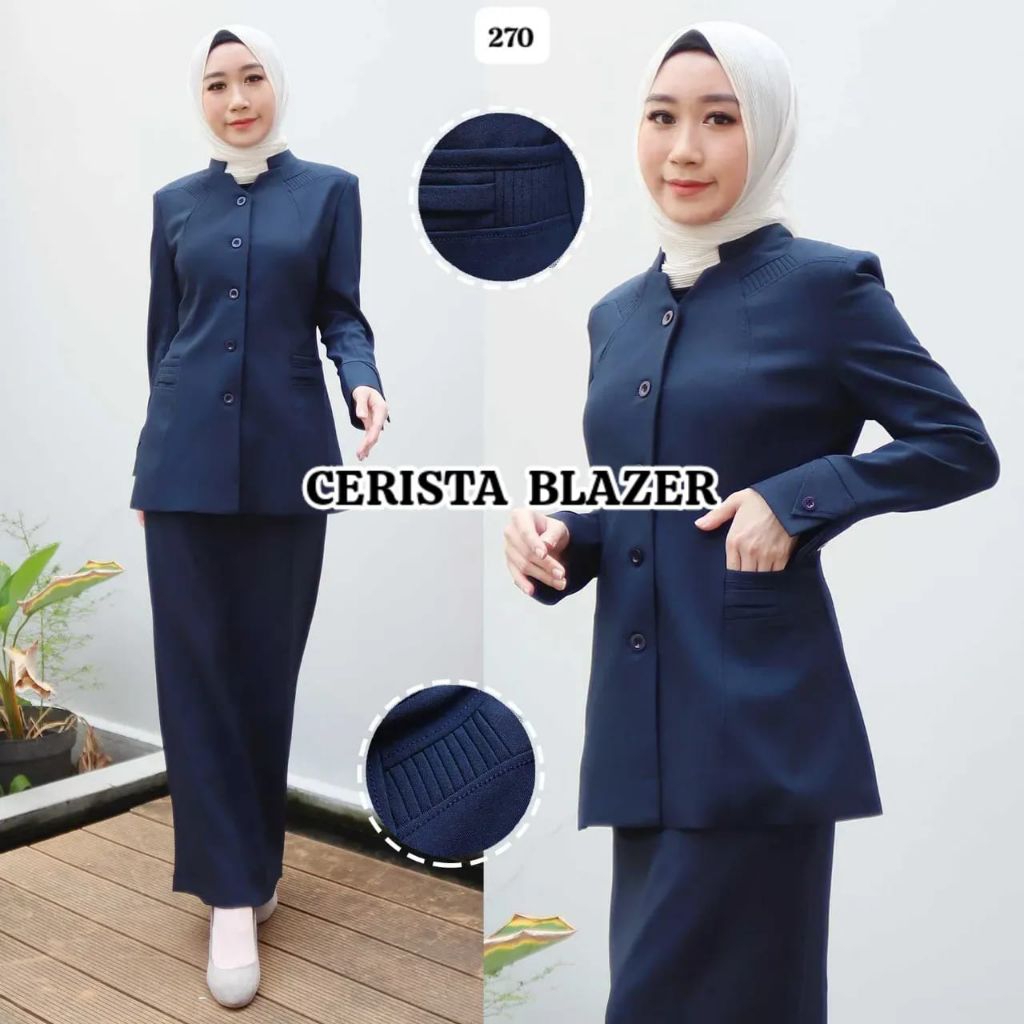 Jual Seragam Guru Biru Dongker Stelan Rok/Celana Cerista Blazer ...