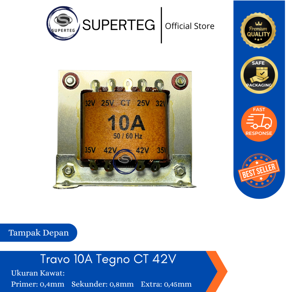 Jual TRAVO / TRAFO 10A CT 42V (32X50) TEGNO 50/60HZ TEMBAGA MURNI TRAVO ...