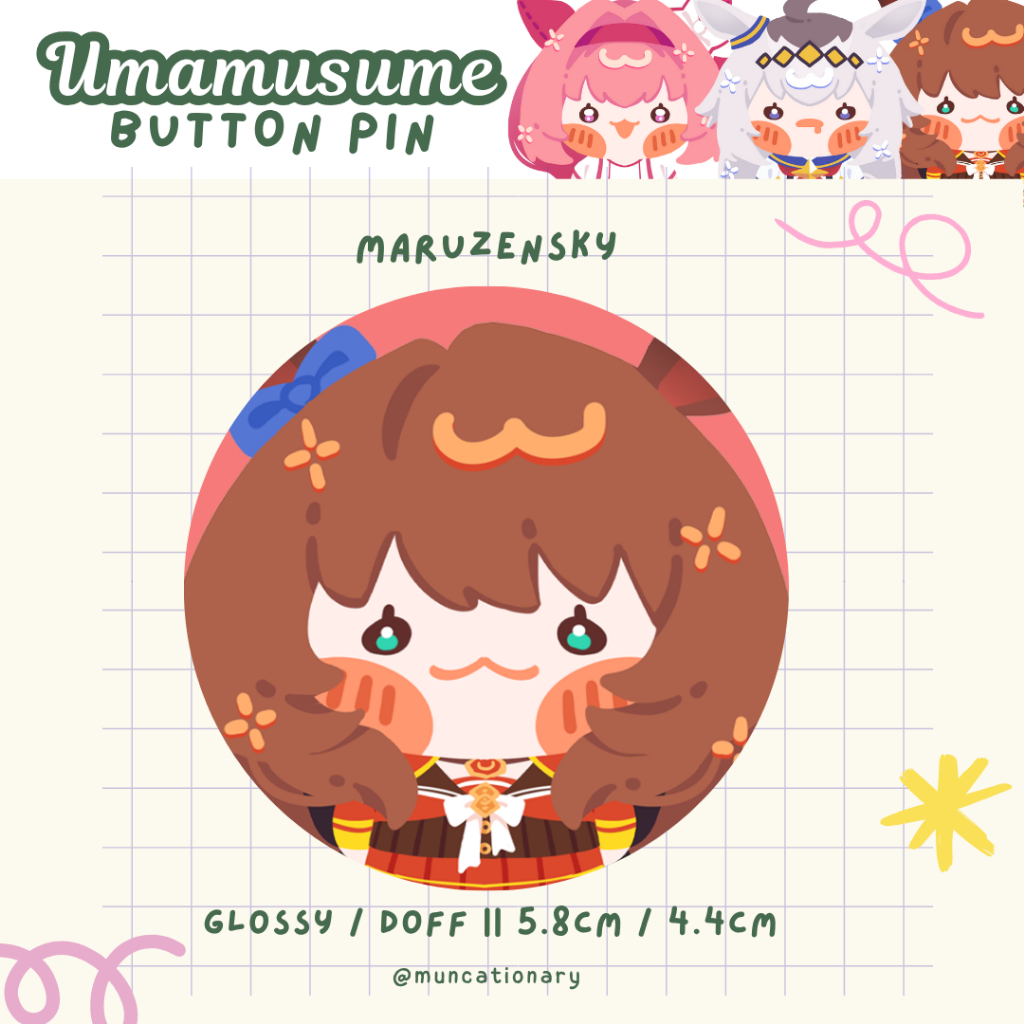 Jual [Muncationary] Button Pin Doff and Glossy Umamusume Goldship Haru ...
