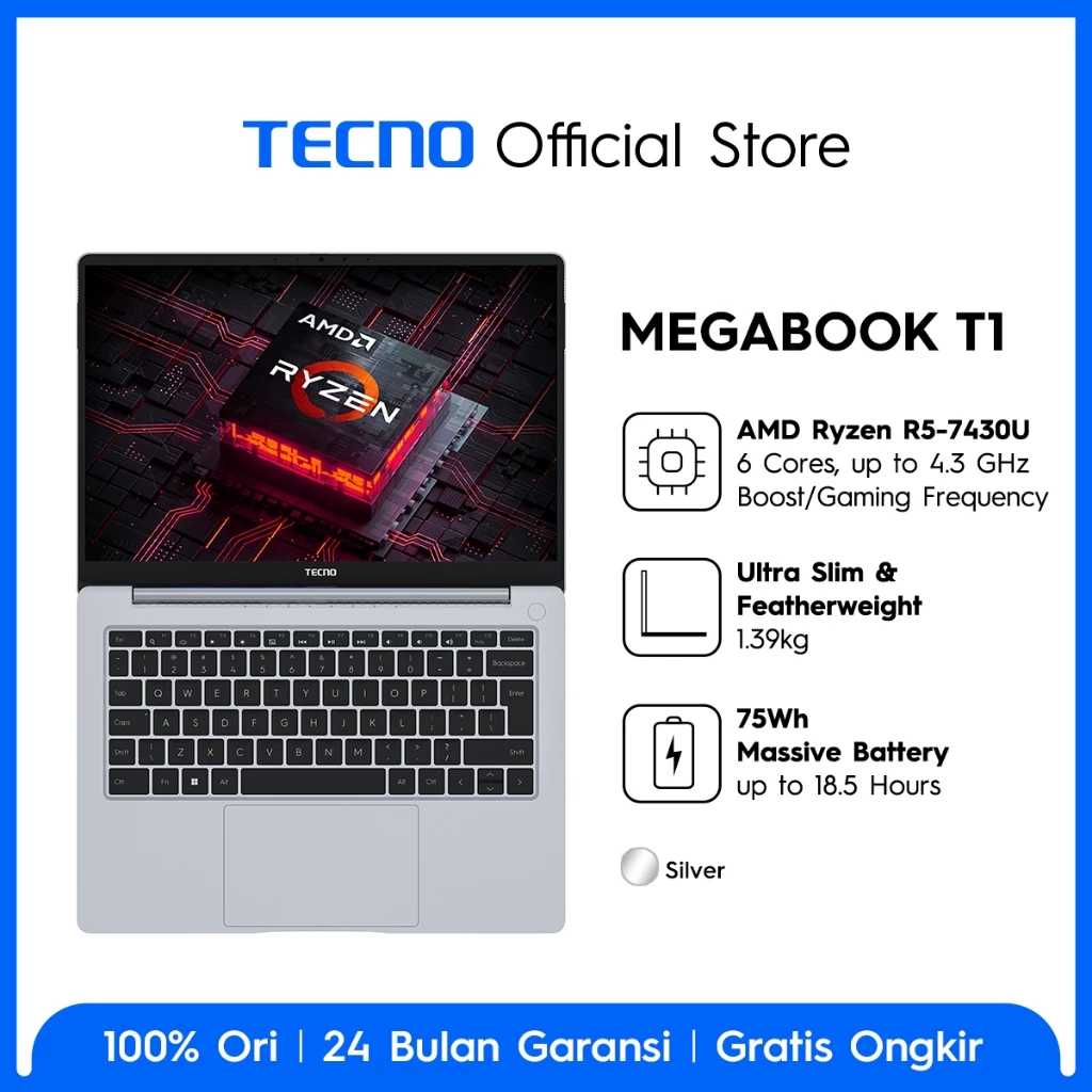 TECNO Megabook T1 laptop murah terbaik harga 7 jutaan
