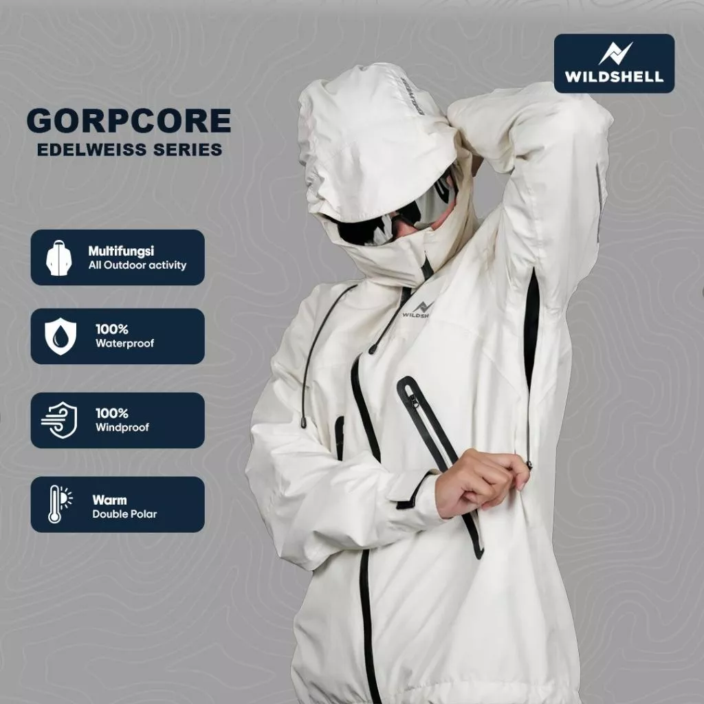 WILDSHELL - Jaket Gunung Gorpcore Edelweis Series 100% Waterproof
