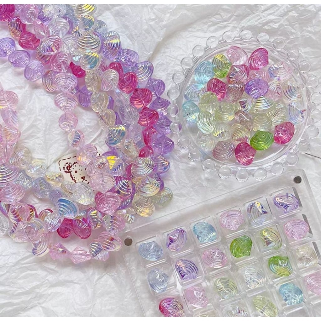 Jual [10 Pcs] Manik-manik Kaca Kerang Transparan - shell glass beads ...