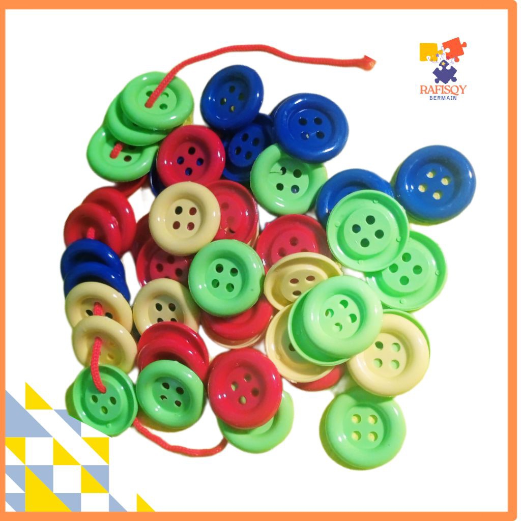 Jual Meronce Kancing Jumbo ukuran 3,5cm Warna Warni 15pcs + Tali ...