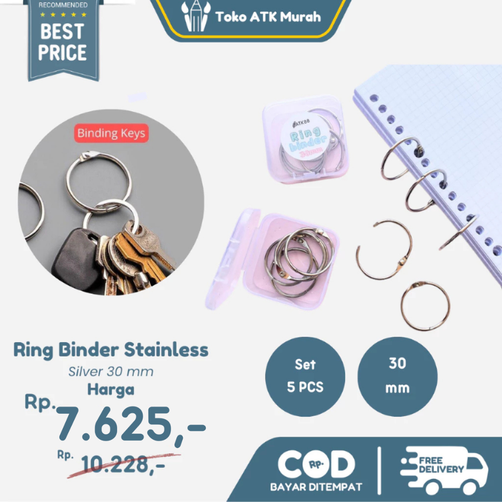 Jual Ring Binder Stainless Besi Silver 30 mm Gantungan Serbaguna Isi 5 ...