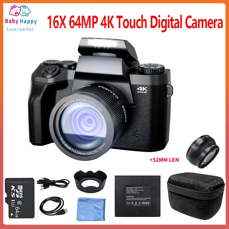 Jual 64MP 16X 64MP 64GB 4 inci Kamera Digital Layar Sentuh 4K Video 16X ...