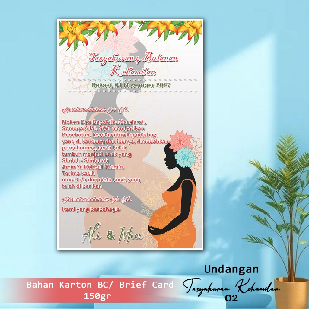 Jual UNDANGAN KEHAMILAN || UNDANGAN 1 LEMBAR BOLAK BALIK / UNDANGAN ...