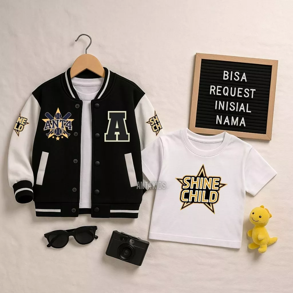 Stelan Jaket Baseball Anak Custom Huruf