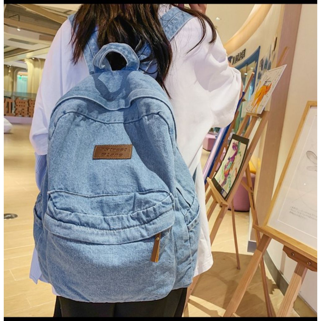 Jual ransel jeans kanvas denim tas ransel 8068#399 wanita new arrival ...