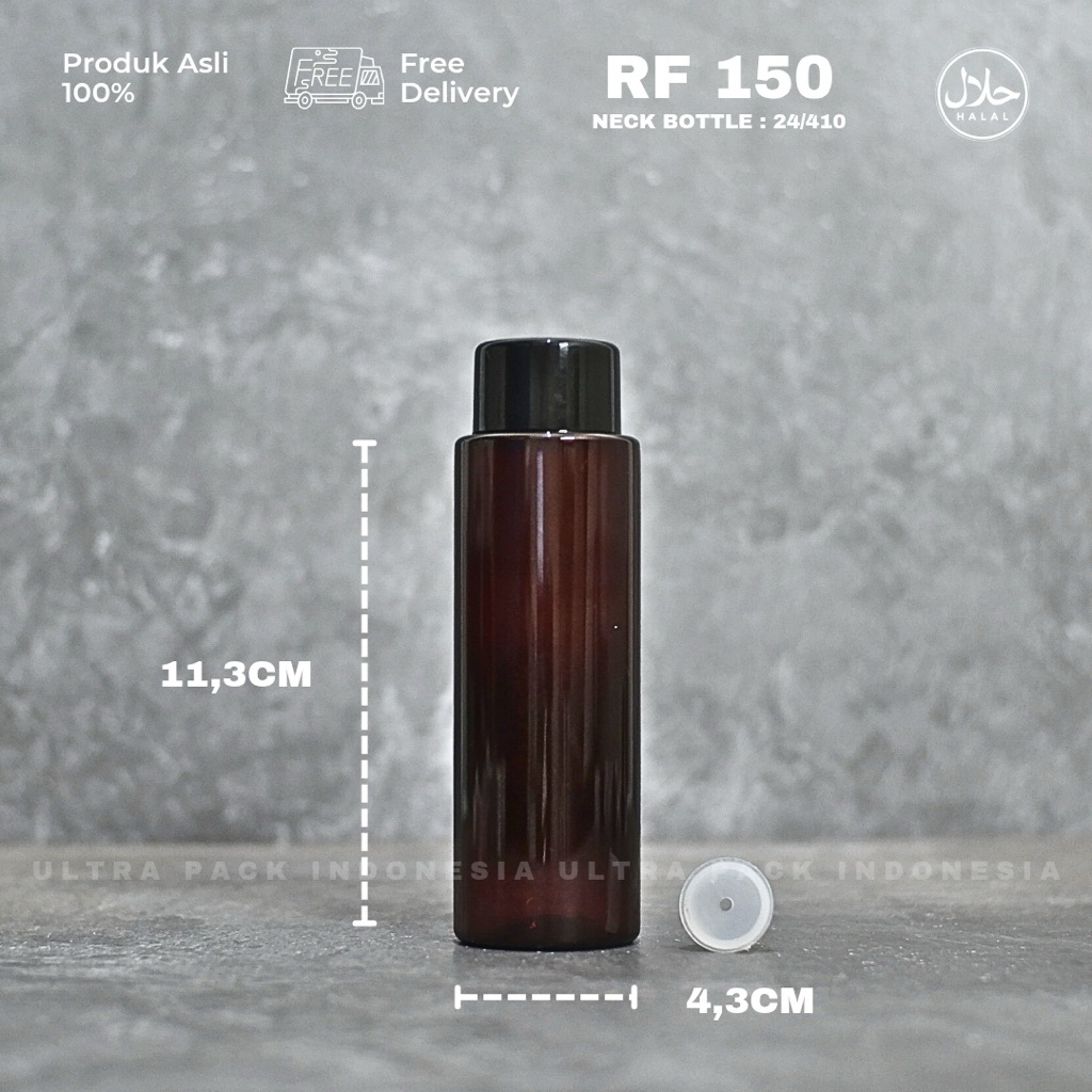 Jual KEMASAN BOTOL TONER ISI ULANG - BOTOL PET RF 150ML AMBER + TUTUP ...