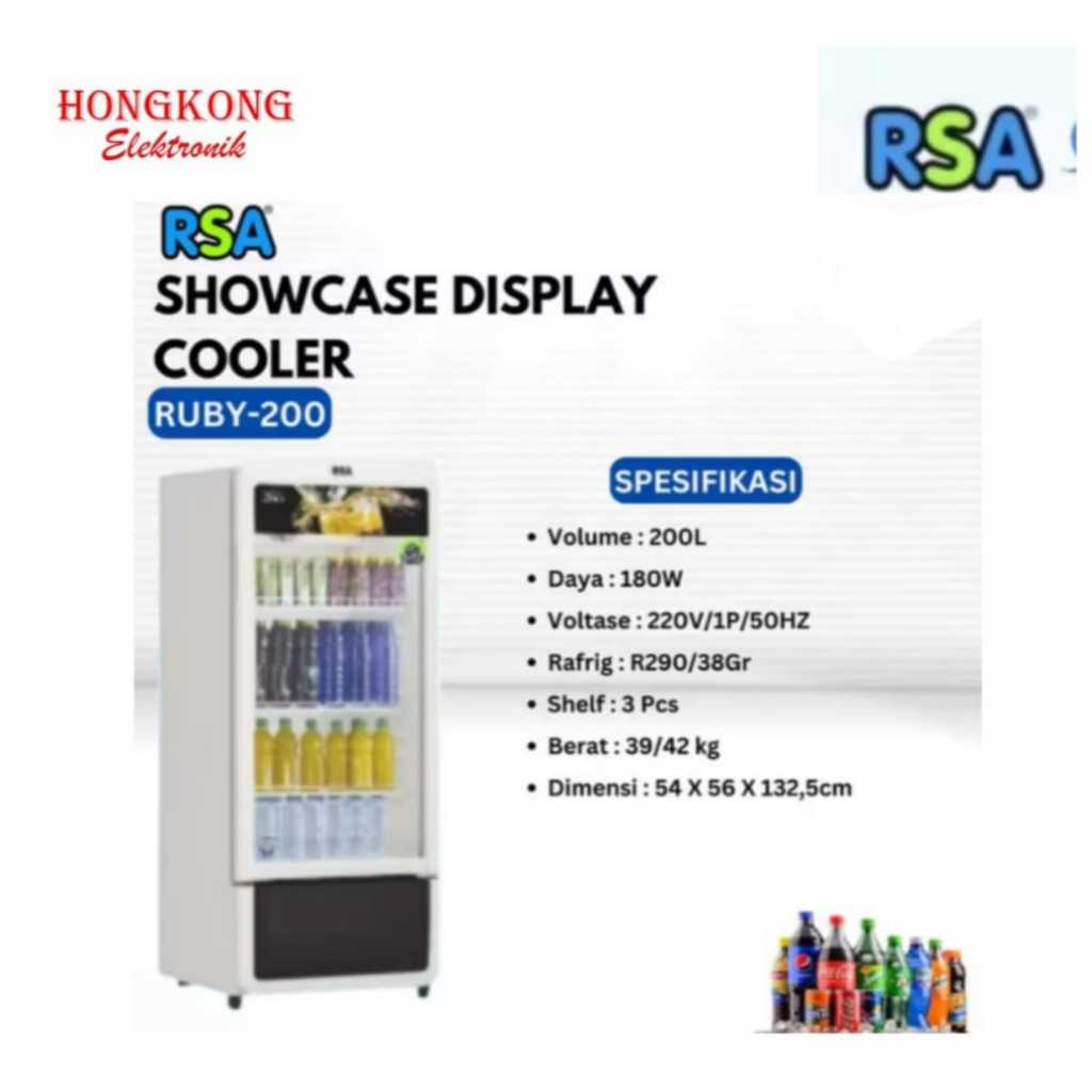 Jual RSA Kulkas Showcase RUBY 200 RUBY200 200 Liter Chiller NO FROST ...