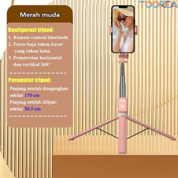 TOOREA 170CM A12 Selfie Stick Tripod Tongsis Dengan Monopod Dengan Wireless Remote Control
