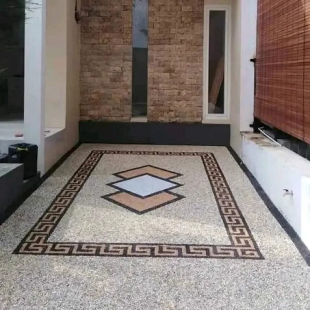 lantai carport batu sikat motif persase kotak