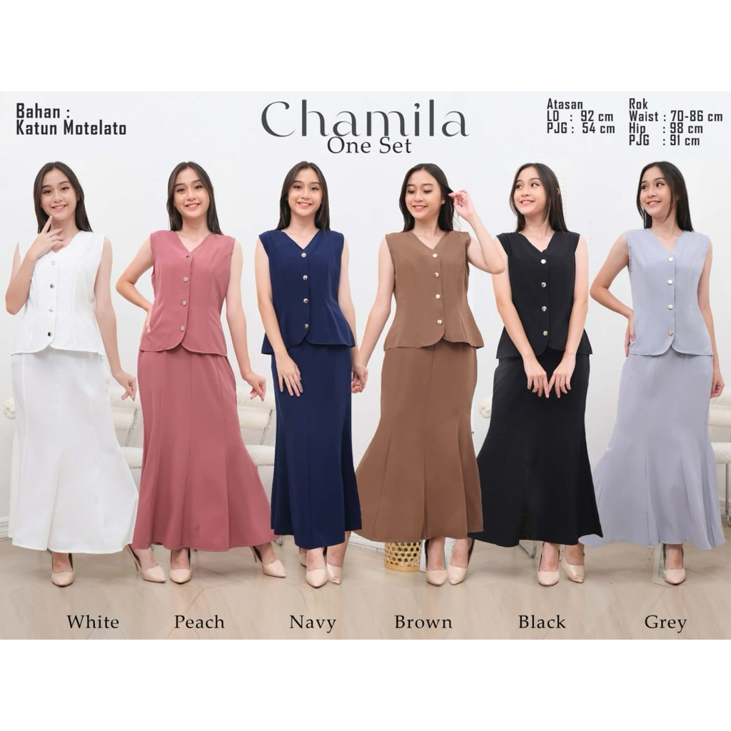 Jual Chamila Setelan Vest Mermaid Skirt Crinkle | Shopee Indonesia