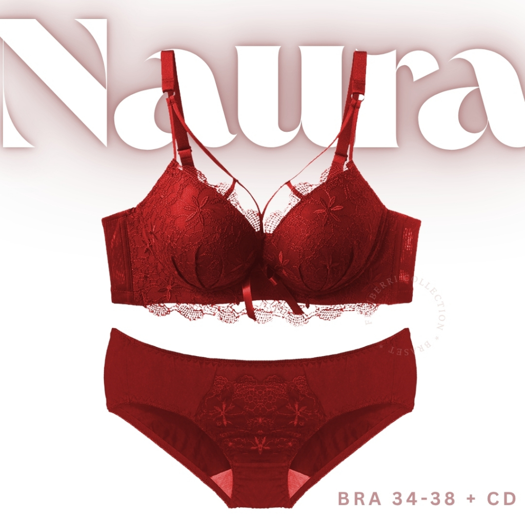 Jual NAURA Bra Set Renda Busa Sedang Kawat (BH+CD) Size 34-38 Cup AB ...