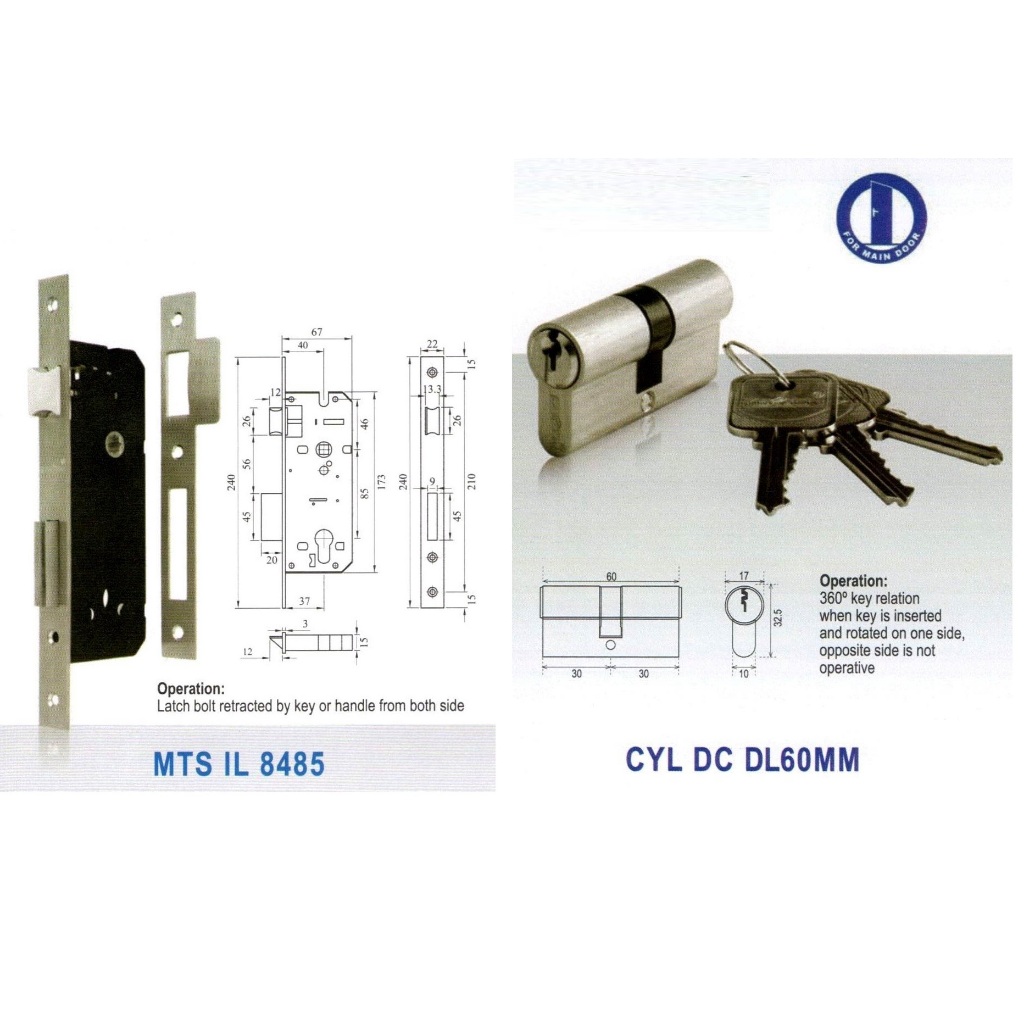 Jual MORTISE LOCK HAMPTON ECOSERIES MTS IL EC4085+DC60MM KK MATT BLACK ...