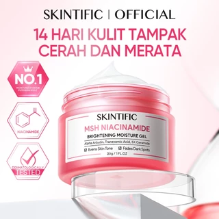 SKINTIFIC - MSH Niacinamide Brightening Moisturizer Gel 30g |  Brightening Cream Krim Pencerah Dark Spot Pelembab Wajah pencerah Wajah Facial Moisturizer Day Cream Night Cream Skincare BPOM Niacinamide with MSH Niacinamide Arbutin Acid