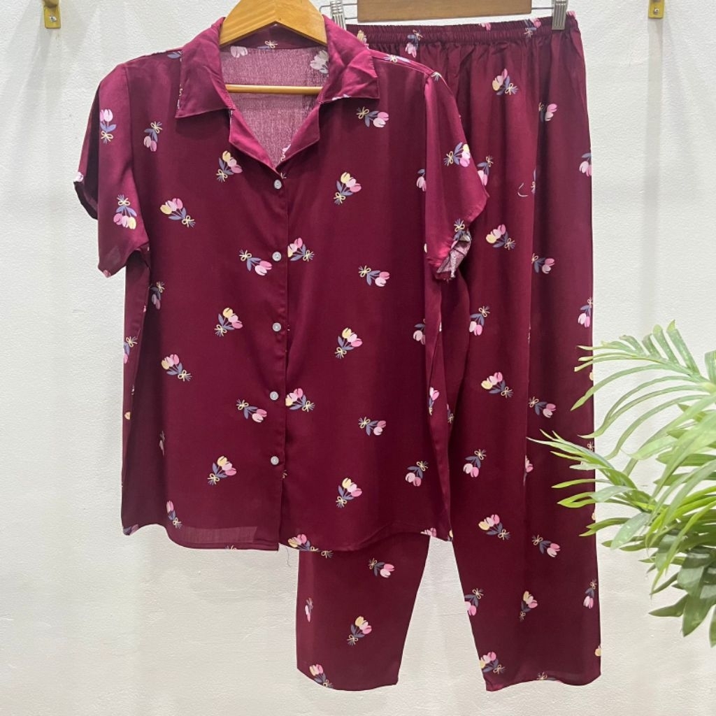 Jual PIYAMA Set,Baju Tidur Model Kerah Kemeja | Shopee Indonesia