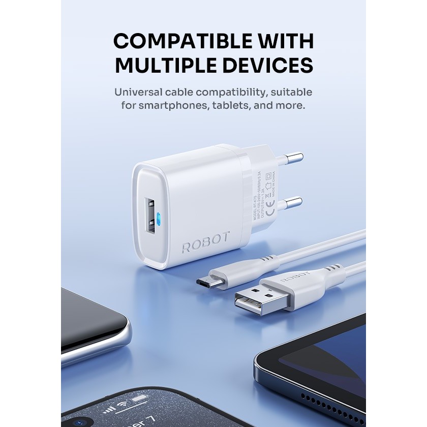 Jual Robot RT-K7 Quick Charge 5V/1A Fireproof Charger With Micro USB ...