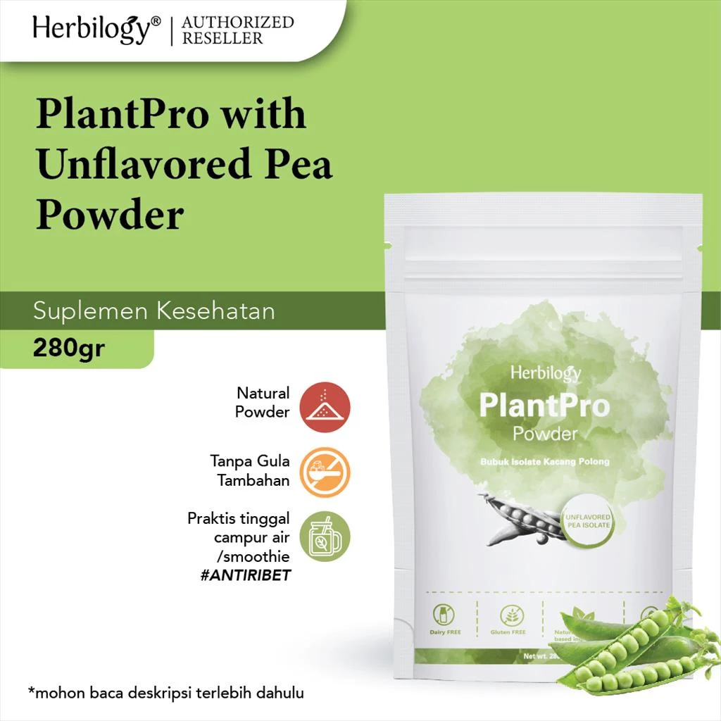 Jual Herbilogy - PlantPro Protein Powder Unflavored Pea Isolate 280g ...