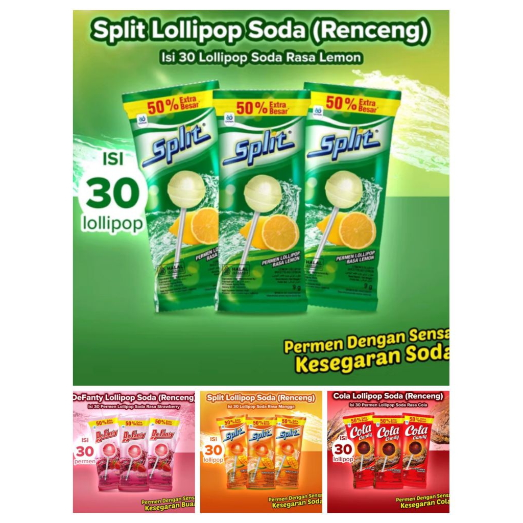 Jual Permen Lollipop Cola, Split Lemon, Split Mango, DFanty Loli Hanger ...