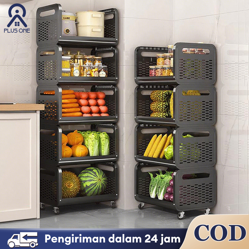 Jual Rak Dapur Troli Dengan Roda Rak Penyimpanan Sayuran Multi-lapis ...