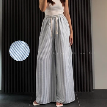 BYACLOTH Everyday Pants Stripe Pants Celana Panjang Wanita Baggy Kantor Kuliah Motif Garis