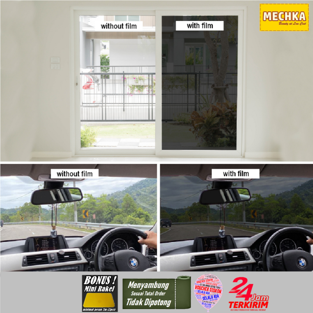 Jual Mechka Film Riben Hitam Anti Panas /50cm Sticker Stiker Kaca Gelap ...