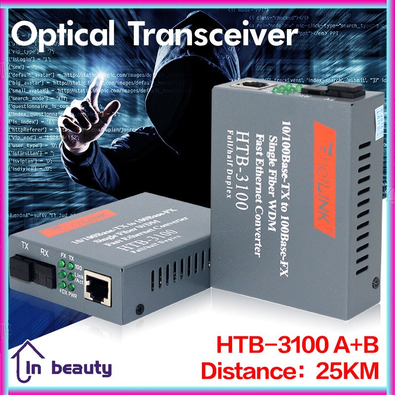 Jual HTB 3100 A/B Fiber Optic Optical Media Converter Netlink 10 ...