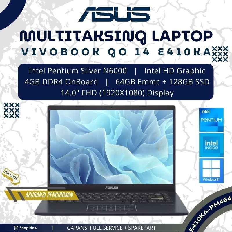 Jual Laptop ASUS VivoBook E410KA-PM464 Pentium N6000 | RAM 4GB DDR4 ...