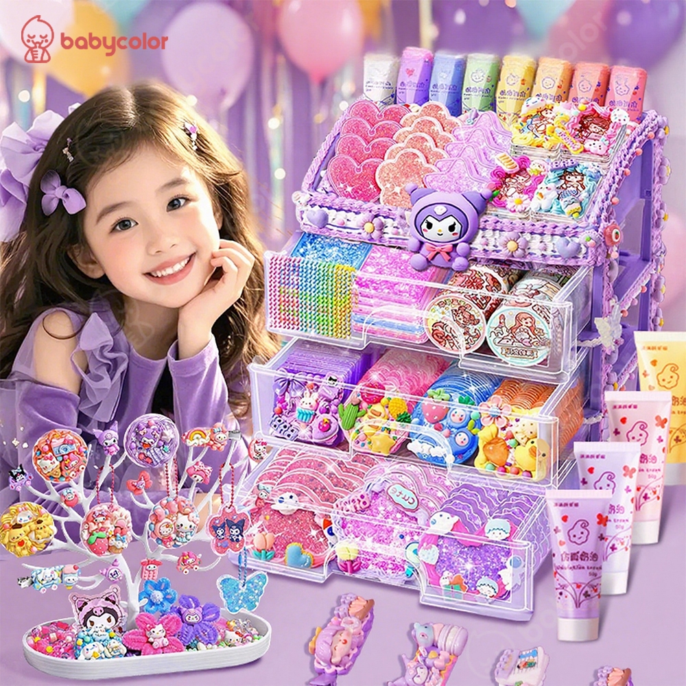 BABYCOLOR 942PCS DIY Gantungan Kunci Akrilik Guka Set Box DIY Deco Cream Set Gantungan Tas Aesthetic