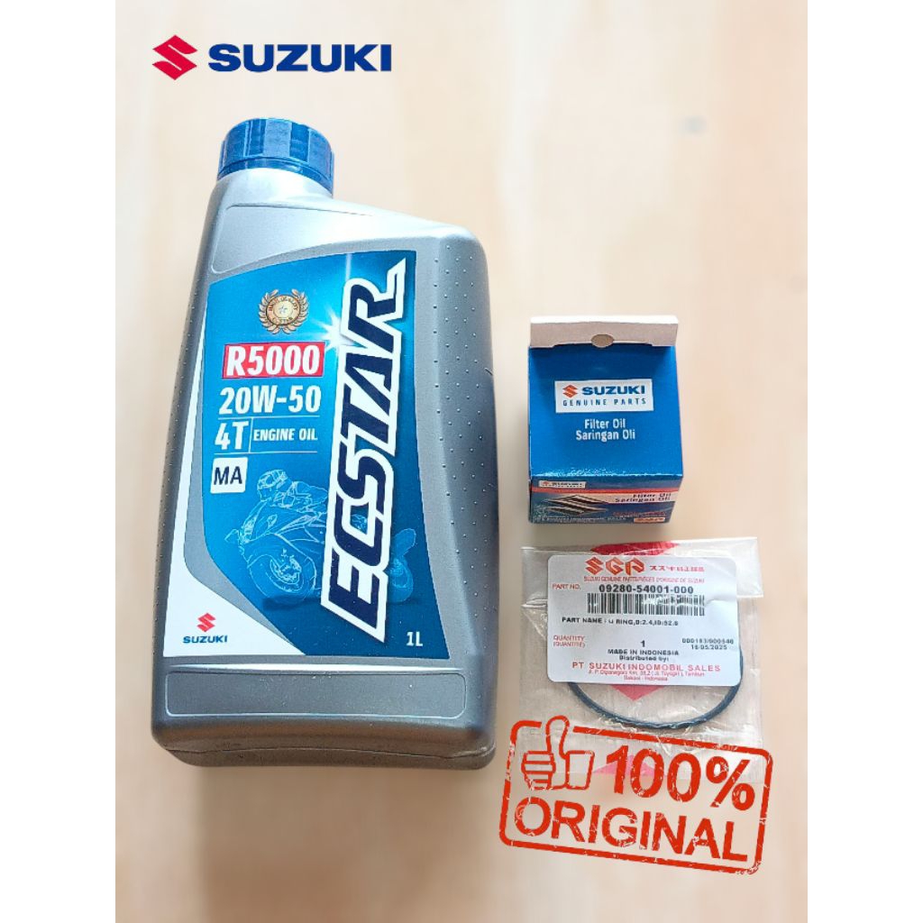 Jual PAKET OLI ECSTAR R5000 20W/50 JASO MA 1L FILTER OLI DAN ORING ...