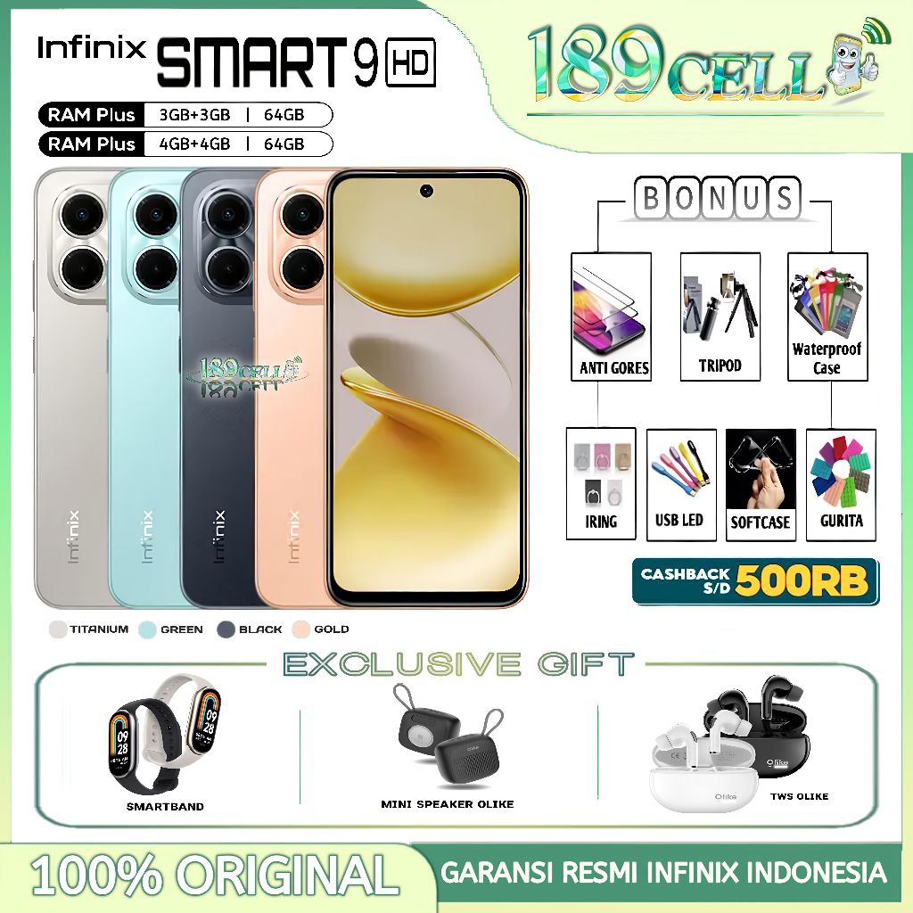 Jual INFINIX SMART 9 [HD] RAM 4/64GB 3/64GB - Smart9 HD GARANSI RESMI ...
