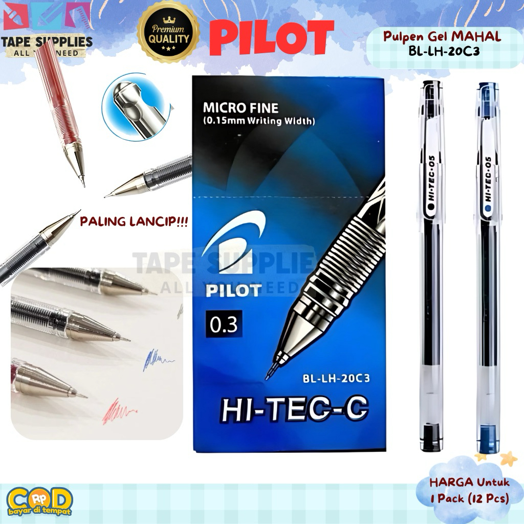 Jual (12 PCS) VERSI PREMIUM Pilot Hi-Tec-C Micro Fine 0.3mm (BL-LH-20C3