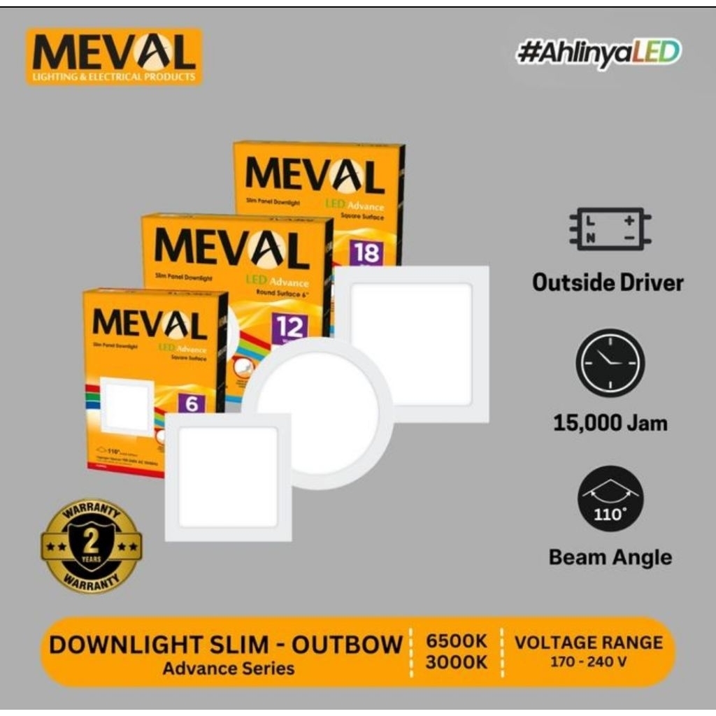 Jual downlight meval advance series round slim downlight low voltage ...