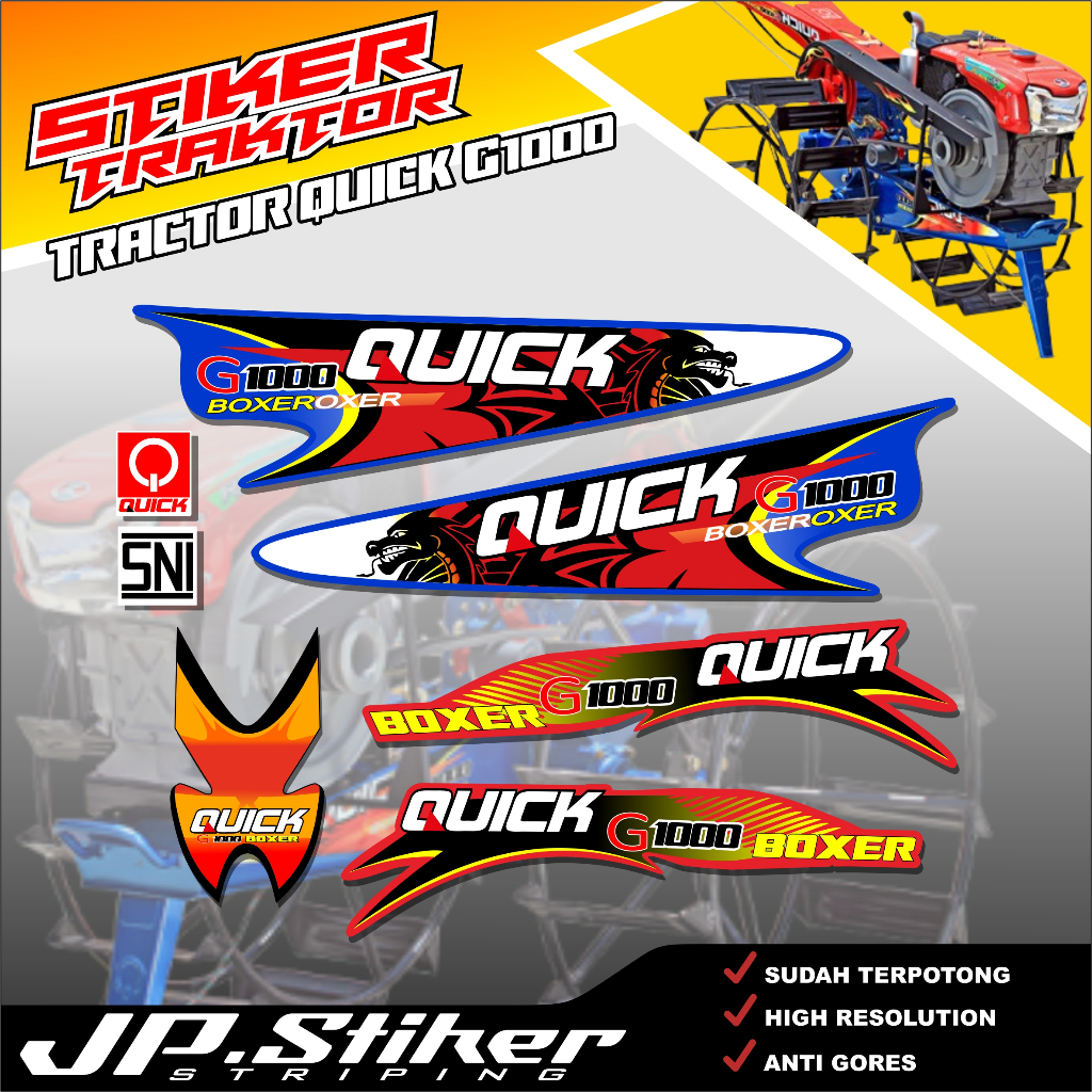 Jual Sticker Traktor Quick G1000 Boxer Full Set Sudah Cutting Striping ...