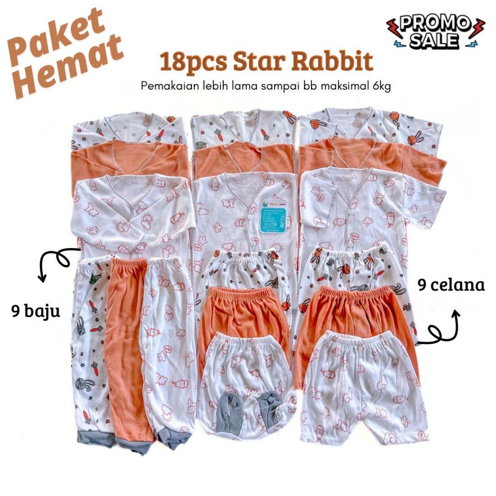 Jual NAKITA 18pcs Paket Brojol Motif Star Rabbit Baju Celana Bayi Baru ...