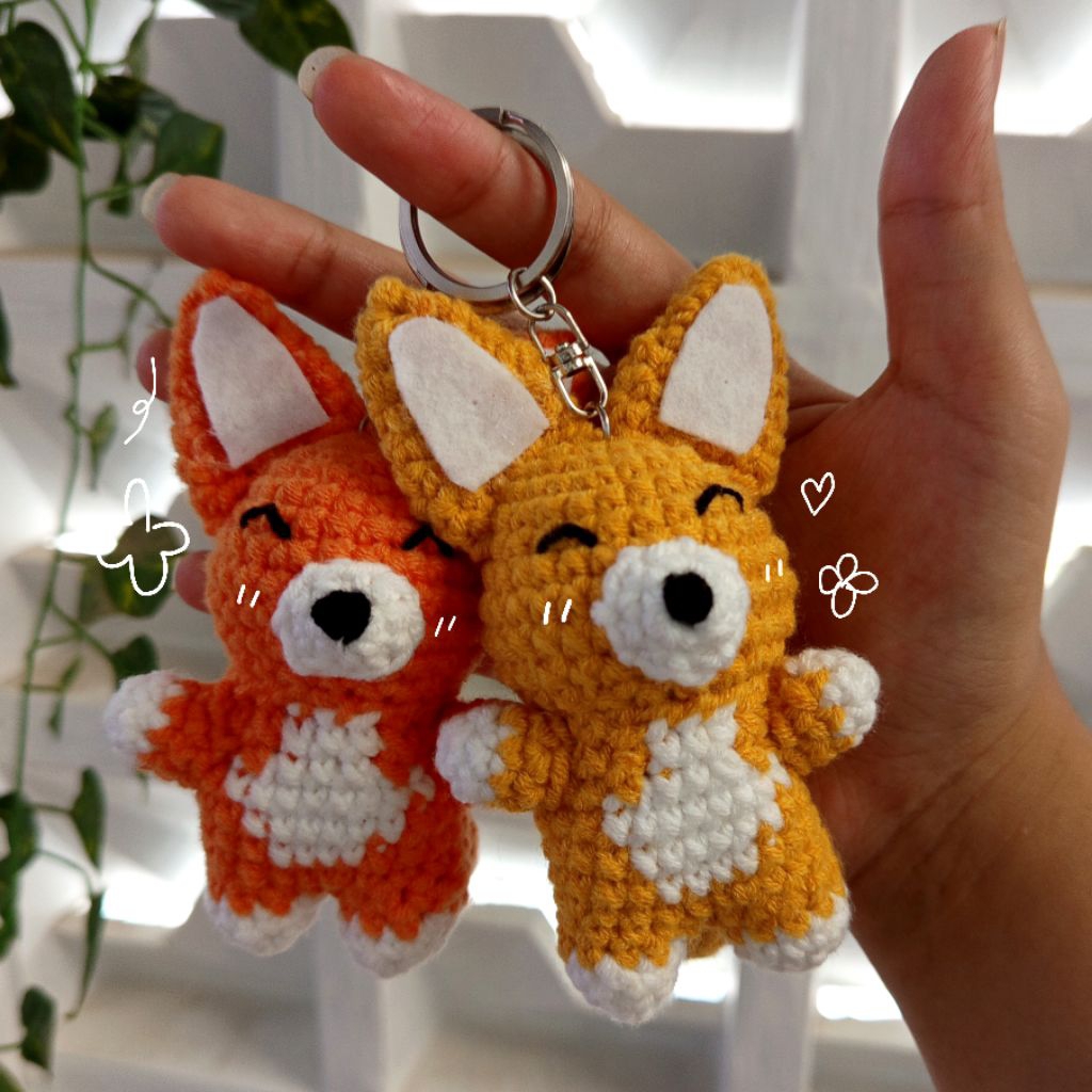 Jual fox crochet keychain handmade | Eddy Pororo crochet | gantungan ...