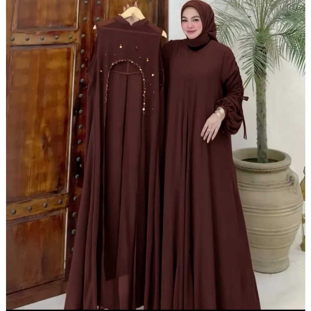 Jual Kayla Dress Gamis Abaya Inner Outer Matt Ceruty Babydoll Aplikasi ...