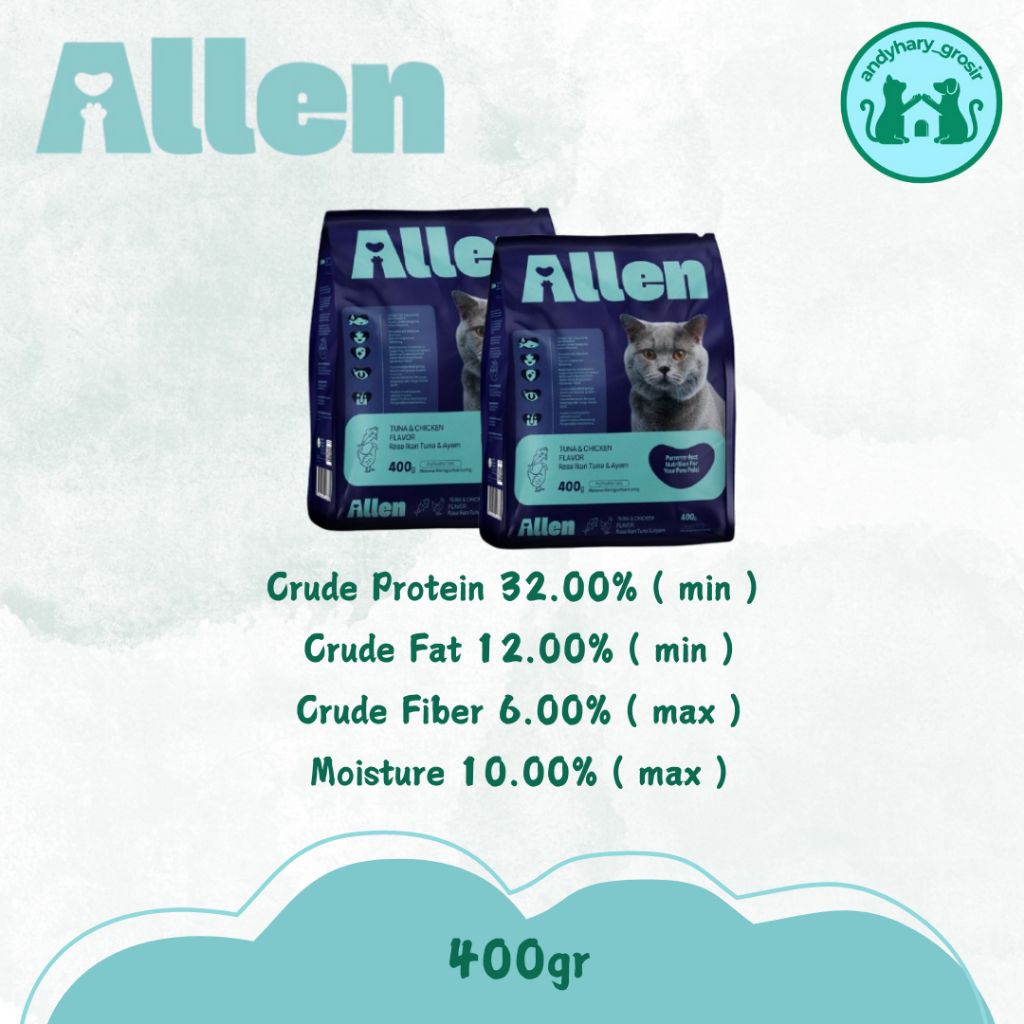 Jual Allen Dry Food Cat Makanan Kering Kucing 400gr | Shopee Indonesia