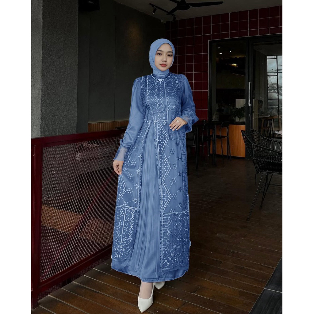 MAXI ROSE ( M L XL XXL ) Gamis pesta brukat mewah Gamis kondangan Baju seragam acara Gamis pesta muslim