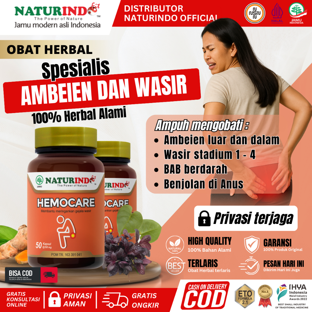 Obat Herbal Ambeien Dan Wasir Stadium 1 - 4 Tanpa Operasi BAB Berdarah Benjolan Anus Original BPOM