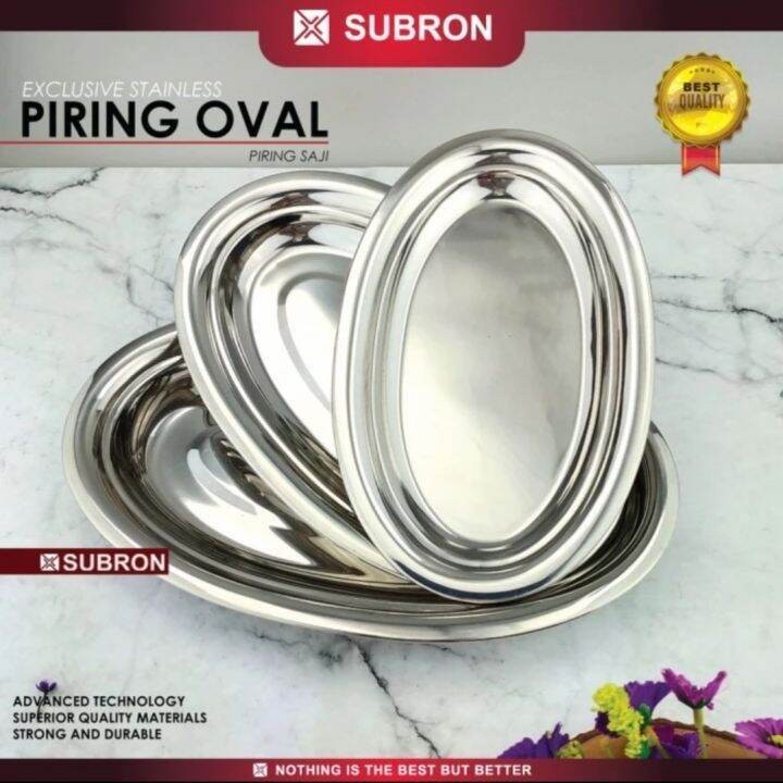 Jual Subron Piring Saji Oval Ikan Sate Tebal Stainless Steel 28cm ...