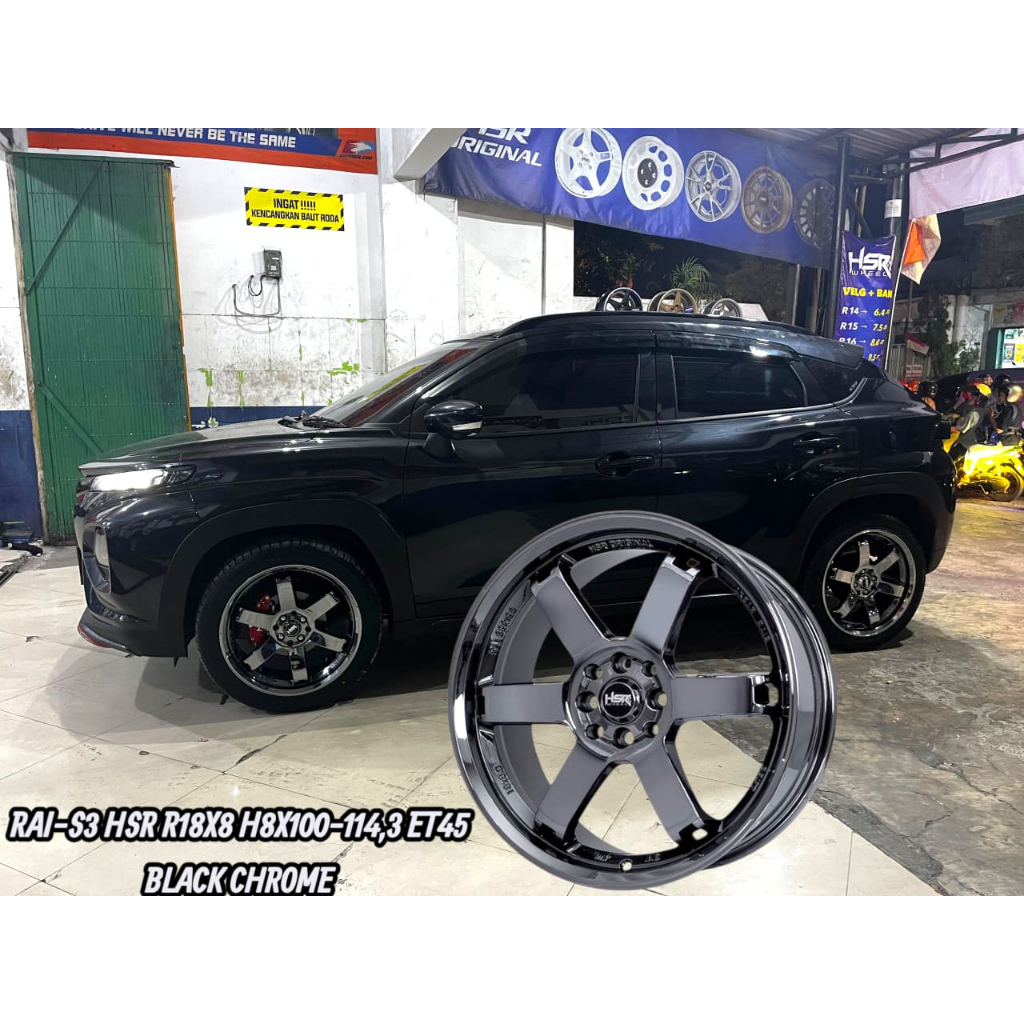 Jual VELG RACING BLACK CHROME R18 HSR RAI S3 PELEK RING 18 MOBIL ROCKY ...