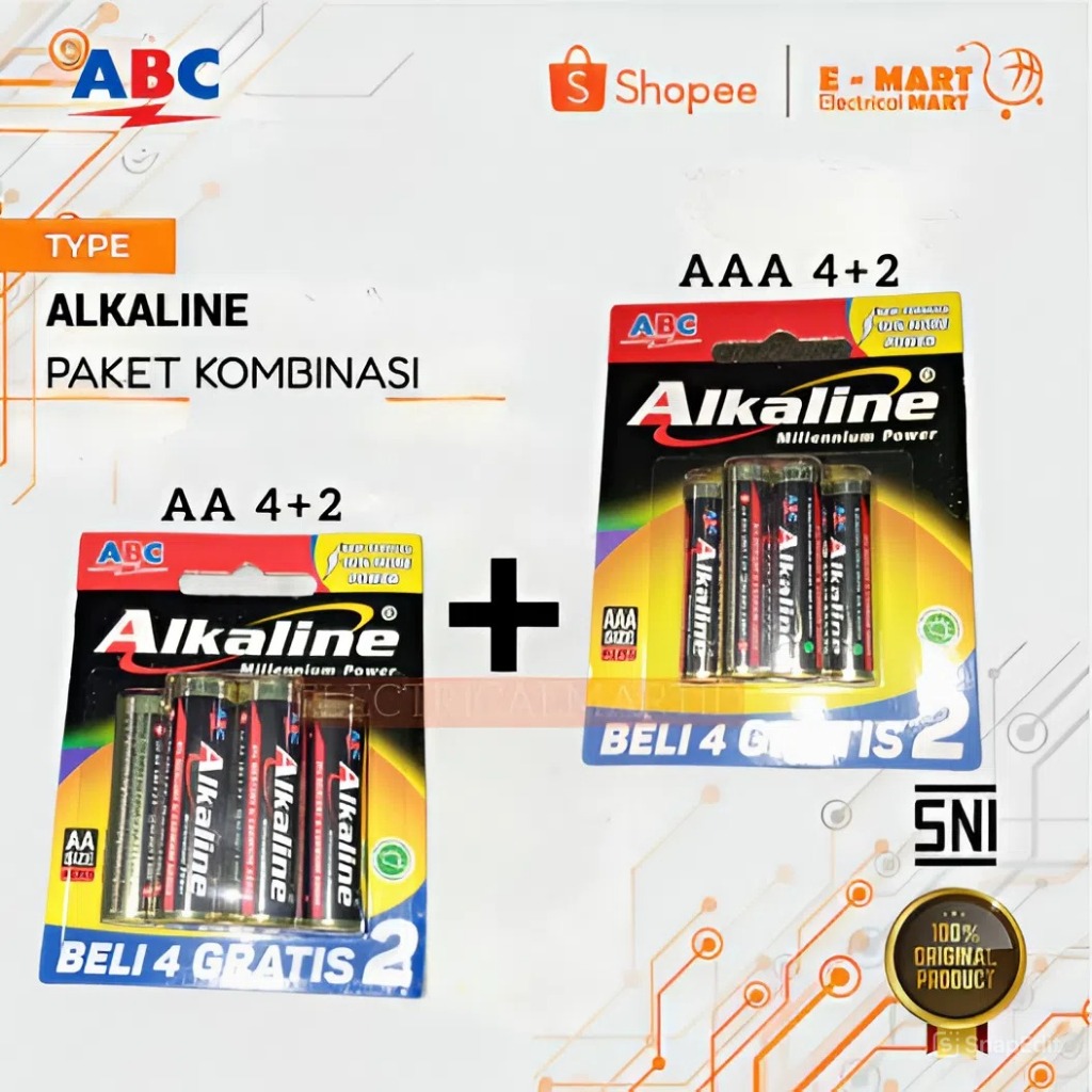 Jual [PAKET KOMBINASI] ABC Alkaline AA (4+2) + AAA (4+2) 6PC Battery AA ...