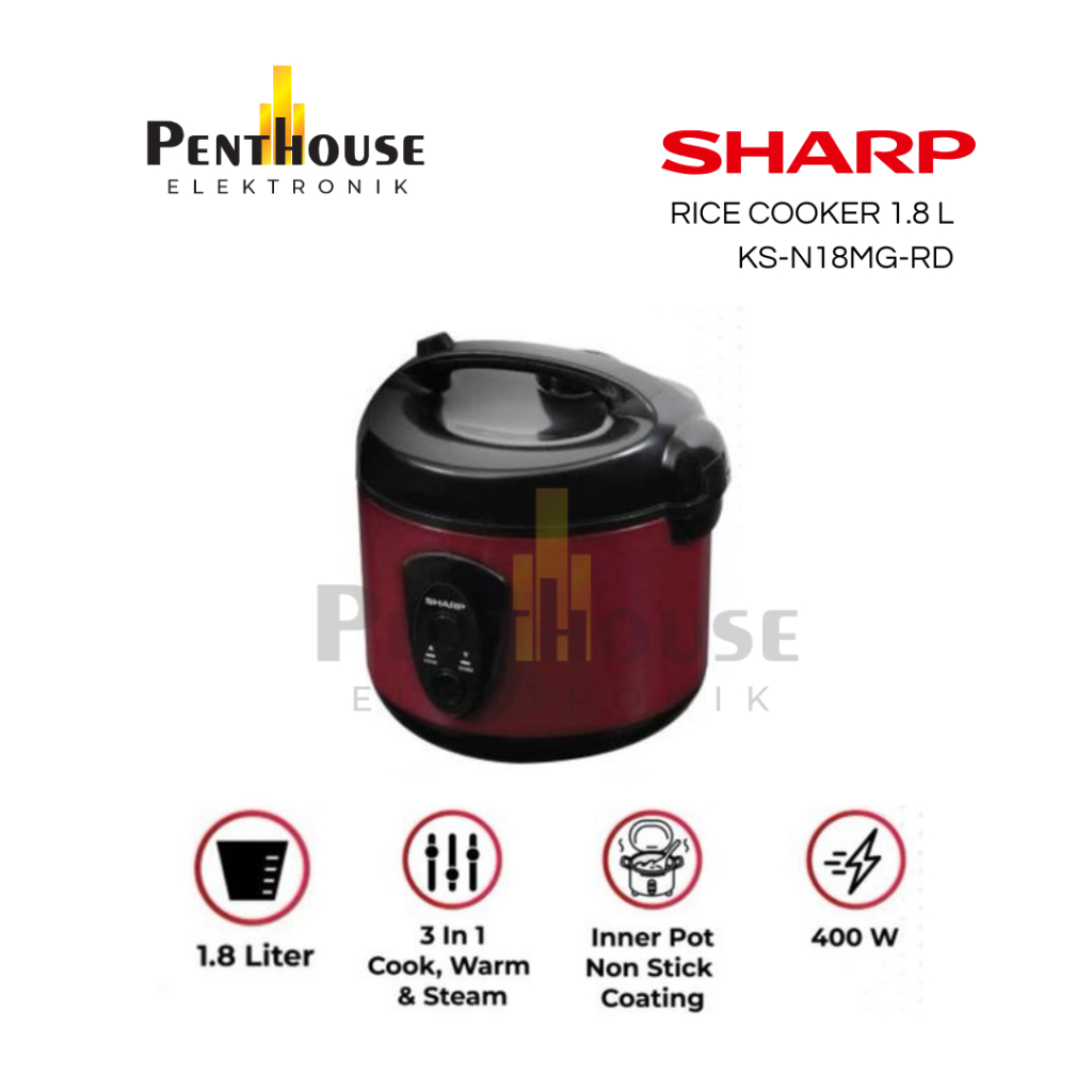 Jual Sharp Cookwear KS-N18MG-RD Rice Cooker Silver 1.8 Liter 400 Watt ...
