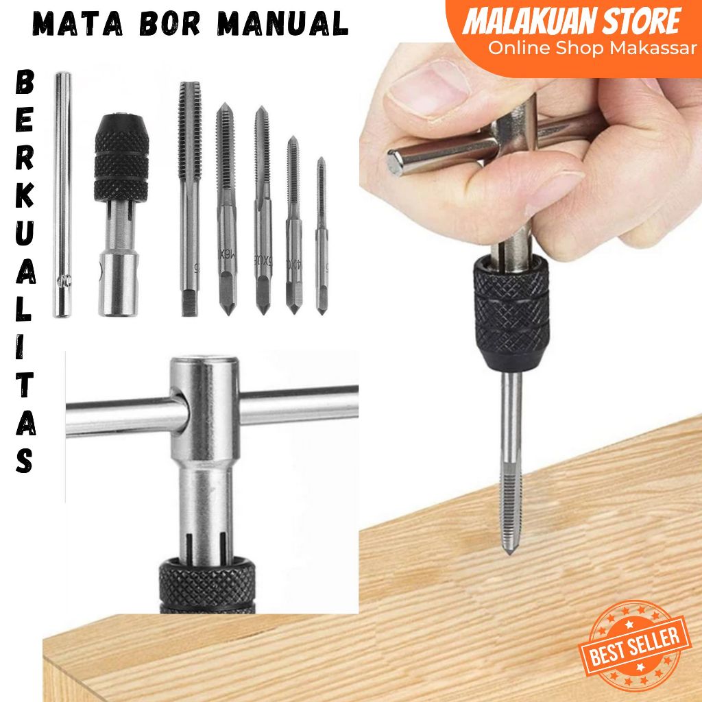 Jual Alat Bor Manual Dilengkapi 5 Mata Bor / Mata Bor Wrench Drill Bit ...